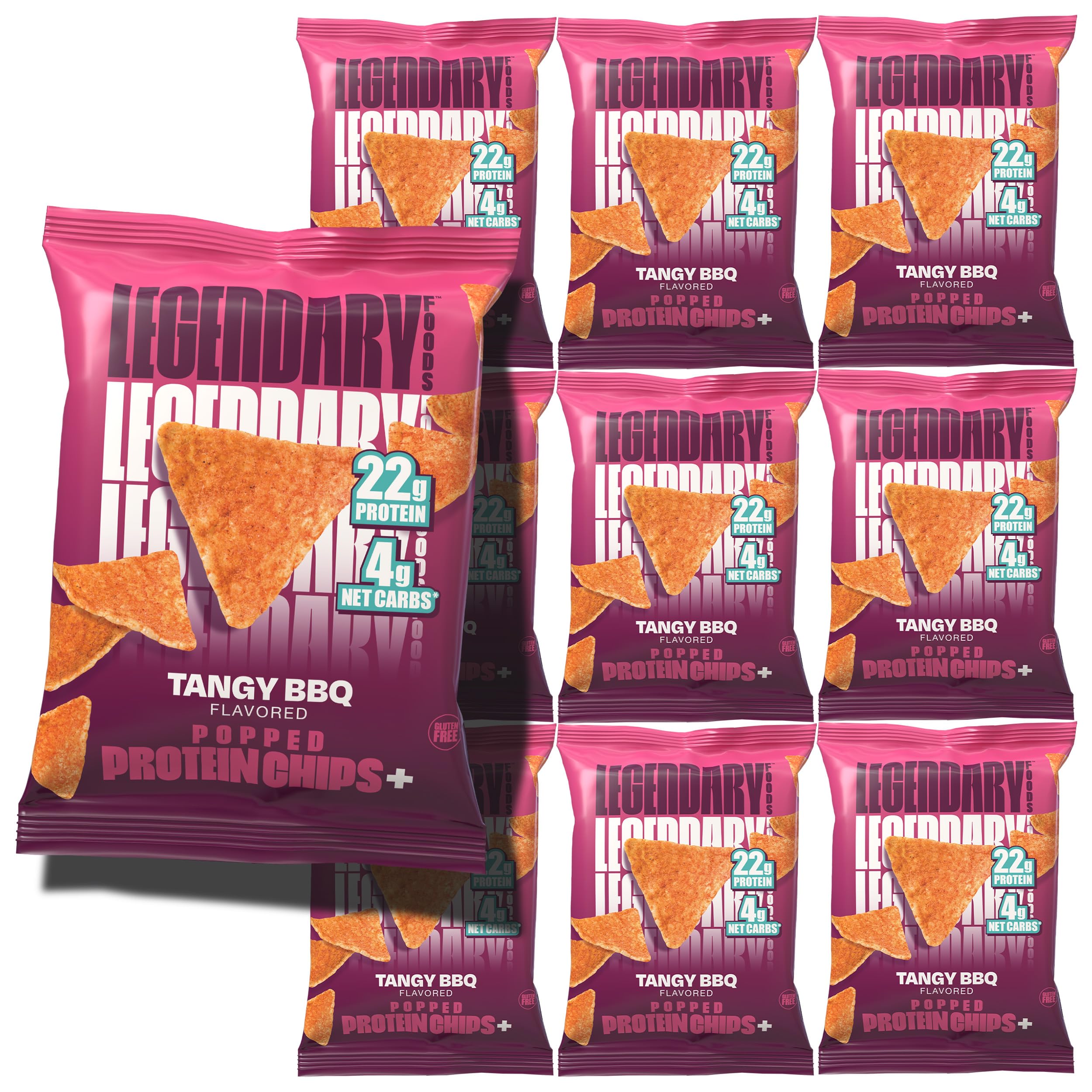 Legendary Foods Pizza Party Protein Chips – Popped Tortilla Style – 22g High Protein, 4g Net Carbs, Low Sugar, Gluten Free, Keto Snack Packs – 10 Count – Healthy Crunchy Chips