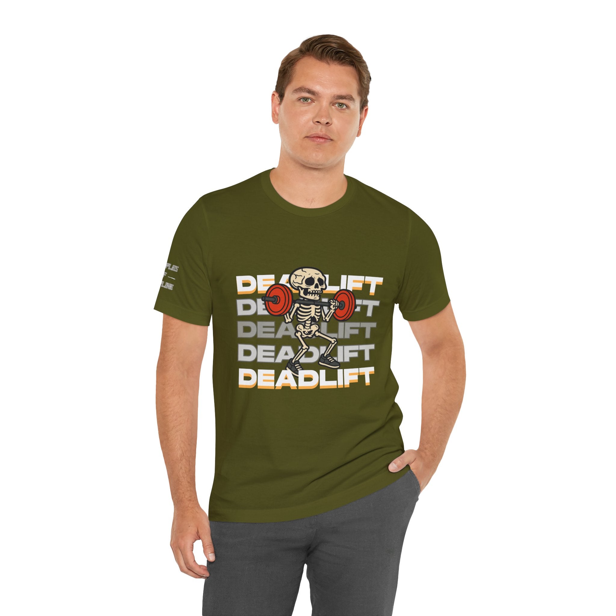 Deadlift Skeleton Shirt – Funny Halloween Gym Workout Tee – Powerlifting Fitness Barbell Skeleton Lifting Weights